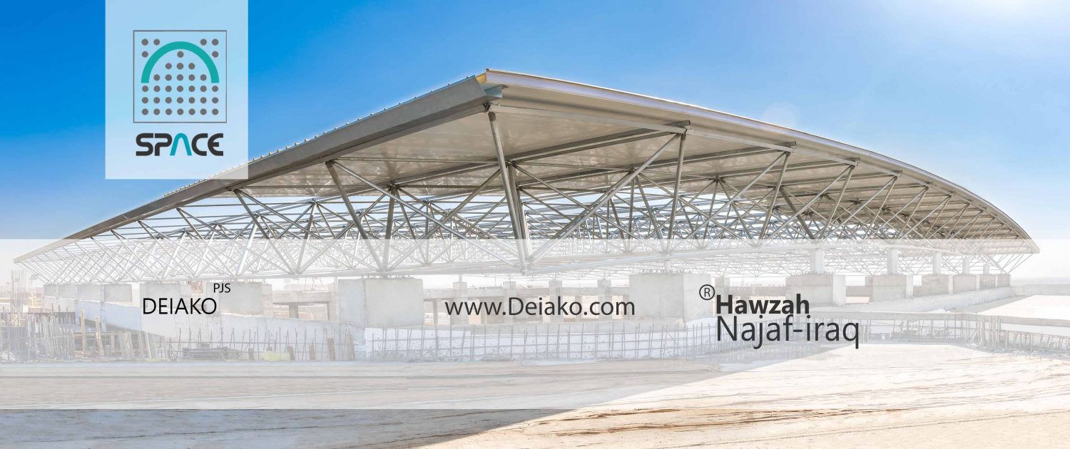 نصب زیرسازه سازه فضایی برای ساندویچ پانل سقفی در شهر نجف عراق