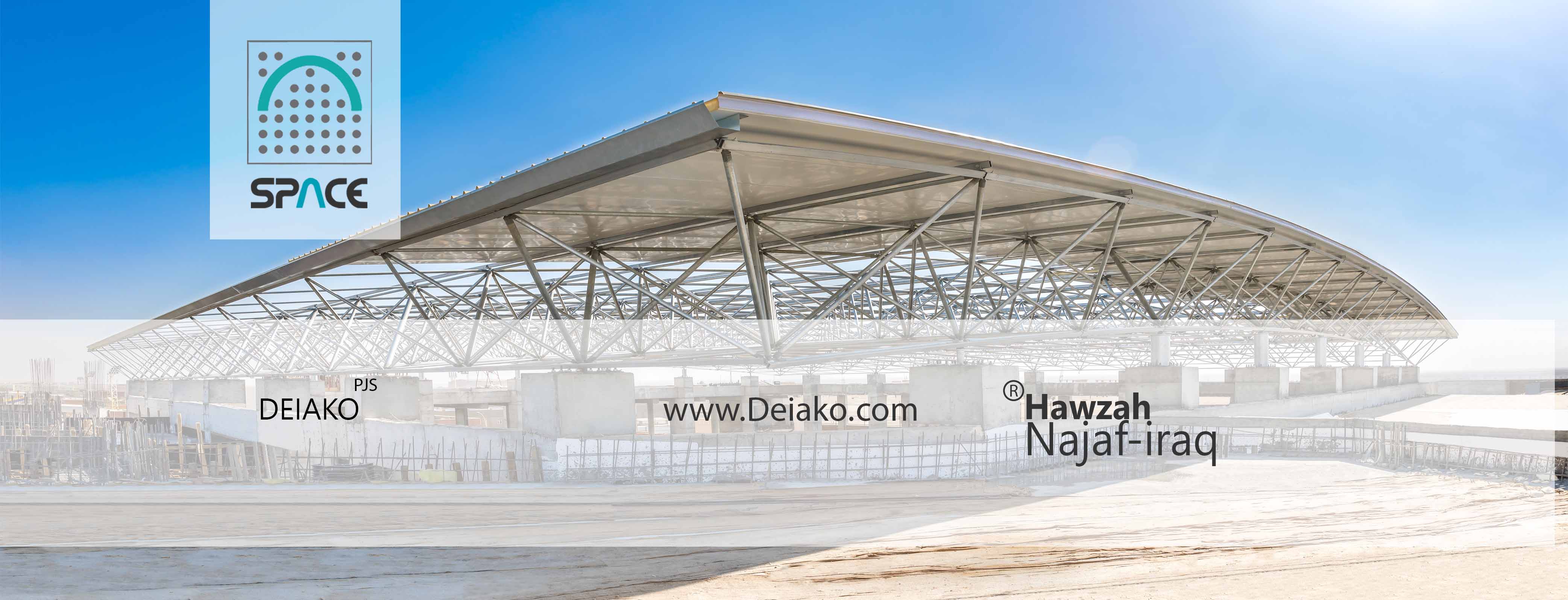 نصب زیرسازه سازه فضایی برای ساندویچ پانل سقفی در شهر نجف عراق